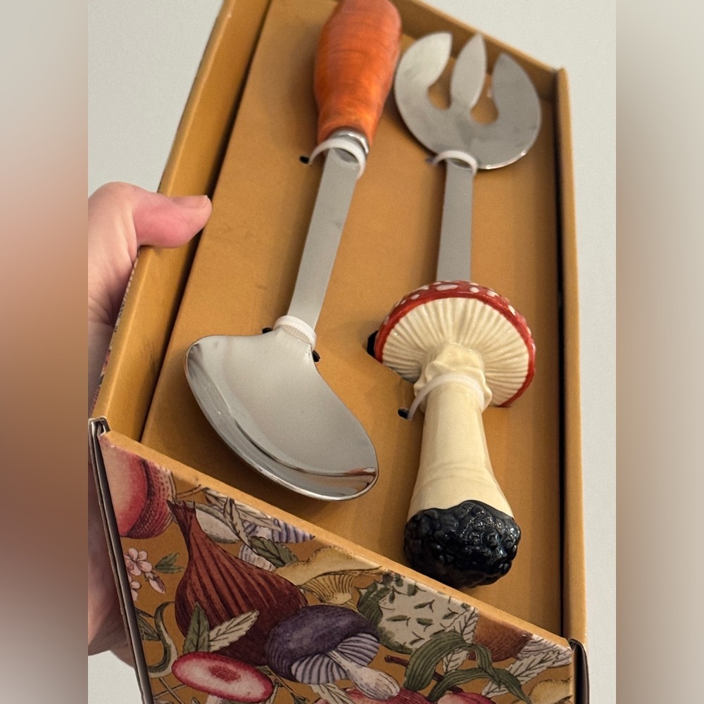 John Derian Vegetable Serving Spoon & Fork Set - Picture 6 of 7